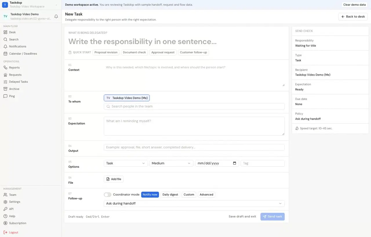 Creating a task